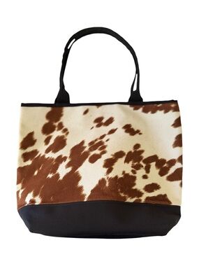 Signature Tote Bag, in Brown Moo! 19"W x 13"H x 6"D. Strap Drop: 10"